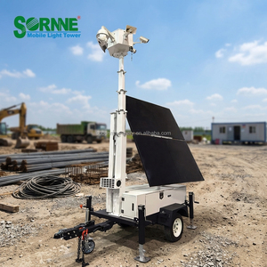 SORNNE Torre di Sorveglianza <span class=keywords><strong>Mobile</strong></span> ad Energia Solare per Esterni, Rimorchio con Telecamera di Sicurezza CCTV Off-grid per 4G <span class=keywords><strong>5G</strong></span> - Product Image 1