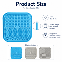 Tapis de léchage pour chien Canni, mangeoire lente en silicone avec ventouses pour chats et chiens, grand modèle 20x20cm, facile à nettoyer, compatible lave-vaisselle