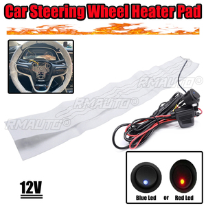 <b>12V</b> Heated Car Steering Wheel Kit Carbon Fiber Pad With 6 Led Shift <b>Switch</b> - Product Image 1