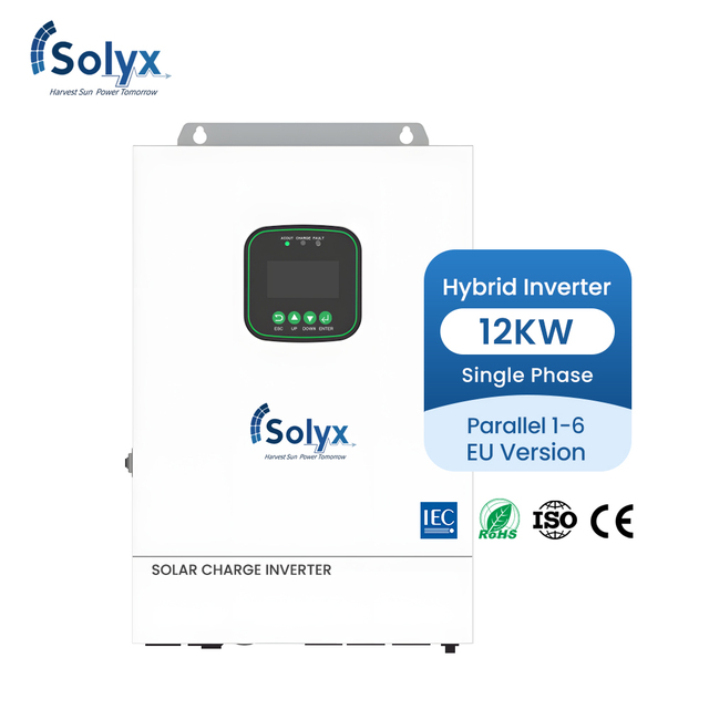 Solyx EU Smart Energy Management Solar Hybrid Inverter 12kw Single Phase Pure Sine Wave Inverter Parallel1-6 for Home Use