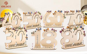 Decoración de Madera para Cumpleaños Número 18, Ecológica, con Elegante Grabado, Regalo con Felicitaciones para Fiesta Alemana - Product Image 5