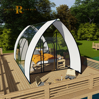 Cabane de glamping en polycarbonate imperméable avec salle de bain, tentes de camping et safari pour hôtels de luxe en plein air