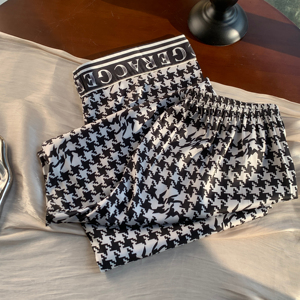 Conjunto de Pijama de Seda Satinada de 2 Piezas con Estampado de Pata de Gallo para Mujer, Ropa de Dormir de Verano, Cómoda, de Manga Larga, Transpirable, de Secado Rápido, de Lujo - Product Image 4