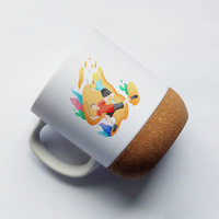 Nueva Llegada, Venta Caliente, Taza de Café de Cerámica Blanca para Sublimación de 390 ml con Tapa y Base de Corcho