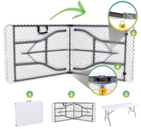 Table Pliante Extérieure de Jardin en Plastique Blanc HDPE Empilable pour Restaurant et Réception, Vente en Gros à Prix Réduit