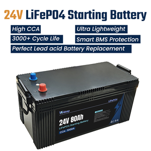 库存有货 24V 80Ah 磷酸铁锂启动电池：3000+ 深循环次数，1000+ CCA，防震，适用于重型卡车 - Product Image 1