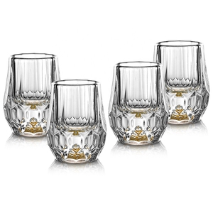Verre à dégustation de whisky miniature de 20 ml avec base en or 24 carats, gobelets à shot avec motif diamant en relief - Product Image 1