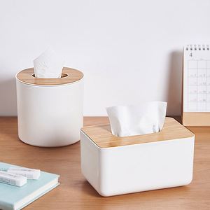 Contenedor de Servilletas con Logotipo Personalizado, Tapa de Bambú, Organizador de Cajas de Pañuelos de Plástico para el Hogar y Restaurantes - Product Image 3