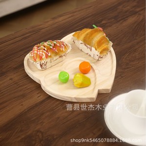 Mu Yujia Heart Shaped Wooden <b>Tray</b> For Snacks Desserts <b>Tea</b> Serving Eco Friendly Solid Wood Plate - Product Image 5