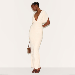 Robe en maille à col en V découpé de haute qualité, sexy et élégante pour <span class=keywords><strong>femme</strong></span>, idéale pour les soirées, l'été, le <span class=keywords><strong>style</strong></span> décontracté urbain et les clubs. - Product Image 3