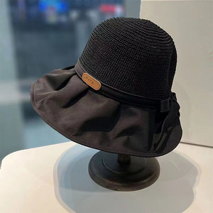 Women's Wide Brim Fisherman <b>Hat</b> <b>Summer</b> Sun Protection <b>Straw</b> <b>Hat</b> Korean Style Travel Outdoor Adult Female Polyester - Product Image 1