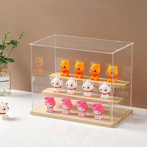 <strong>Toy</strong> Figure <strong>Display</strong> Cases Stackable <strong>Transparent</strong> <strong>Custom</strong> Acrylic <strong>Toy</strong> Figure Wooden Base With <strong>Models</strong> Storage Stands Box - Product Image 5