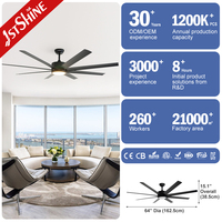 Ventilateur de plafond intelligent 1stshine 64 pouces avec lumière, 8 pales, commande vocale et application, haute efficacité, nouveau modèle d'usine