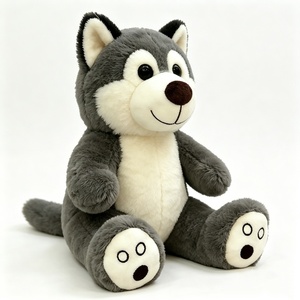 Peluche de Husky Siberiano Gris Sentado Personalizado, Lindo Peluche de Perro con Relleno de Algodón PP, Decoración de Halloween para Bebés - Product Image 1