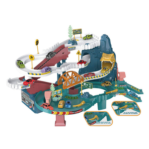 MILI Juego de Carreras de Coches Eléctricos de Alta Velocidad, Pista de Slot, Juguete de Carreras, Estacionamiento, Pista de Dinosauros Eléctricos con Curvas, Juguete de Coche - Product Image 1