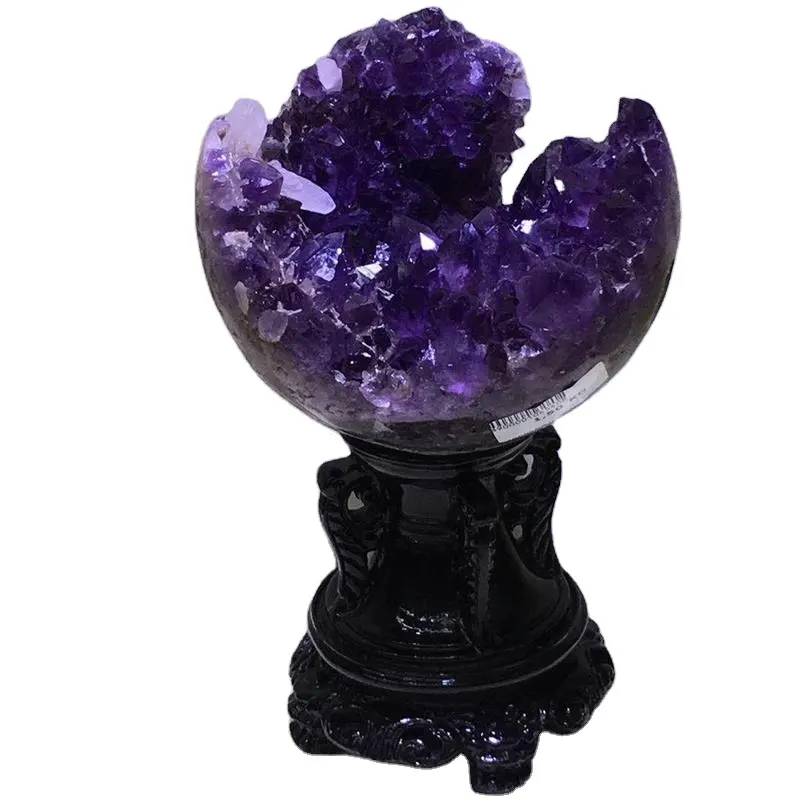 Commercio all'ingrosso Amethyst Geode Sfere Sorriso Aperto Geode Ametista Sfera di Cristallo Per La Decorazione