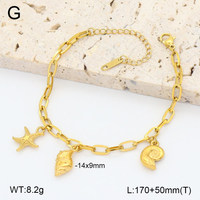 Bracelet à breloques pour femme, thème fruits océaniques, en acier inoxydable plaqué or 18 carats, émail, style trombone, cadeau bijoux pour femme, vente en gros