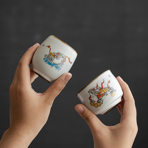 Service à thé <span class=keywords><strong>Kung</strong></span> <span class=keywords><strong>Fu</strong></span> tasse de dégustation de thé grande capacité Master Cup boîte-cadeau Film d'ouverture supportable bol à thé en porcelaine tasse à thé boîte-cadeau - Product Image 2