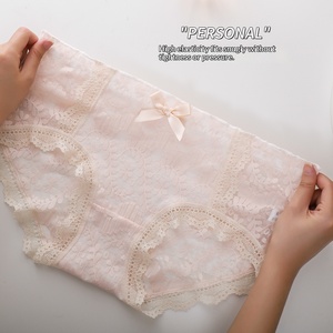 Braguitas de Encaje Sexy al por Mayor con Lazo y Logotipo en la Cintura, Transpirables, de Tiro Medio, para Uso Diario, para Mujeres Jóvenes - Product Image 3