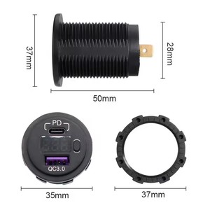 고속 충전 12V 24V PD QC3.0 USB 아울렛 퀵 차지 3.0 듀얼 USB 차량용 충전기 소켓 볼트미터 포함 보트 RV용 - Product Image 2