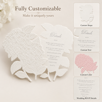 Carte d'invitation de mariage personnalisée découpée sur mesure avec motif floral gaufré à sec sur papier de luxe, impression numérique
