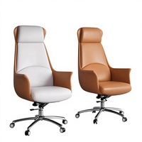 Chaise de bureau ergonomique en cuir et maille Boss, dossier haut, pivotante, roulettes, base 5 étoiles, réglable en hauteur, pour la maison et le bureau