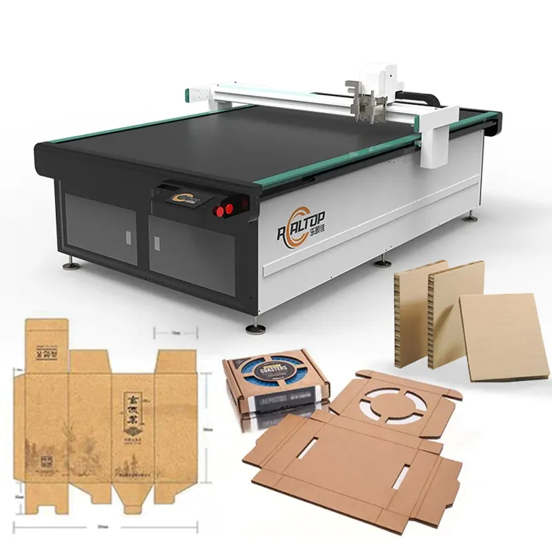 REALTOP automatic cnc cardboard cutting table paper sticker printing cutting machine carton box cutting plotter