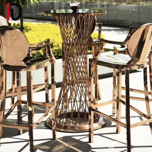Gold Stainless Steel <strong>Glass</strong> Top Dining <strong>Coffee</strong> High Wedding bar <strong>Table</strong> for Event Party - Product Image 3