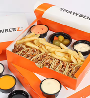 Boîte à emporter personnalisée avec logo imprimé pour shawarma, kebab, frites, poulet, emballage de restauration avec séparateur