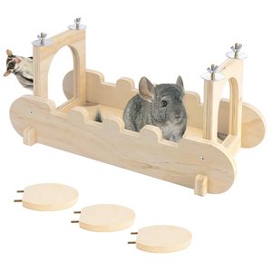 Hamaca de madera para chinchilla, plataforma semicircular de madera maciza, resistente a mordeduras, escondite para mascotas, para uso en interiores, para hámster - Product Image 5