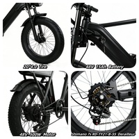 Vélo électrique tout-terrain à pneus larges, cadre en acier, 500W, écran LCD 20 pouces, batterie lithium 48V, suspension avant, modèle 7 - Vente chaude