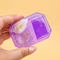 Savon artisanal de luxe en forme de cœur, transparent, avec cristaux de diamant, or et aurora, savon artisanal en cristal.