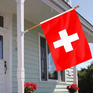 ธงสวิตเซอร์แลนด์ขนาด 3x5 ฟุต ทำจากผ้าโพลีเอสเตอร์ พร้อมห่วงทองเหลืองสองวง สำหรับแขวนผนัง ตกแต่งภายนอกและภายในอาคาร - Product Image 3