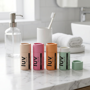 Tube en carton esthétique, écologique et fait main, de couleur pastel, avec impression quadricolore pour une beauté contemporaine - Product Image 1