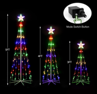 4-Farbige Outdoor-Weihnachtsbaum-Lichtshow-Dekorationen Außenbeleuchtung Beleuchteter Kegel Weihnachtsdeko mit Stern