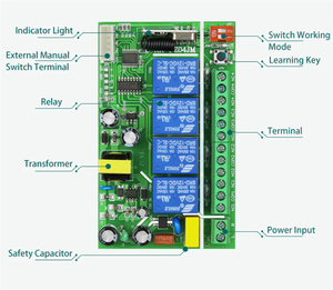 AC110V 220V 4 canales 433Mhz Controles remotos inalámbricos <span class=keywords><strong>RF</strong></span> Interruptor Receptor remoto Modulador Transmisor y receptor <span class=keywords><strong>RF</strong></span> - Product Image 4