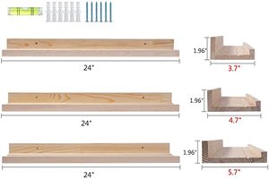 Galleggiante Scaffali Naturale <span class=keywords><strong>Parete</strong></span> di Legno Montato Set di tre In Legno di Grandi Dimensioni Immagine Sporgenza Scaffale per La Decorazione Domestica - Product Image 2