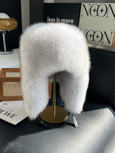 Gorro de Piloto de Piel de Zorro 2025, Grueso, Cálido, para Montar al Aire Libre, Resistente al Viento, para Invierno, con Piel de Mapache - Product Image 5