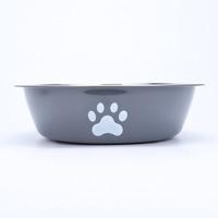 Nouvelle gamelle pour animaux de compagnie grande capacité, bol d'alimentation pour chien en acier inoxydable anti-renversement avec motif patte, pour usage domestique, fournitures pour animaux de compagnie de taille moyenne à grande