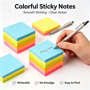 Blocs-notes autocollants carrés colorés SK, blocs-notes adhésifs faciles à déchirer - Product Image 4