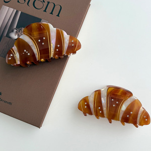 Sheshares French Diamond-Inlaid Croissant Bread Clip Unique Shark Clip Cute <strong>Hair</strong> Clip Women's <strong>Hair</strong> <strong>Accessory</strong> - Product Image 2