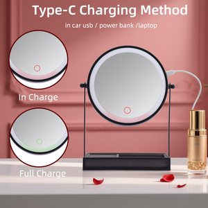 Thông minh LED Vanity gương 7 inch bedroommakeup gương với 5X Magnifying và lưu trữ khay, Dimmable chiếu sáng cho thói quen hàng ngày - Product Image 4