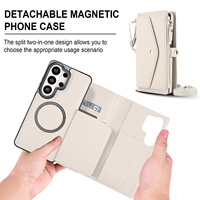 Étui portefeuille antichoc en PU mat pour femme, design mode urbaine, avec bandoulière détachable magnétique pour S26 Ultra/S26+/S25