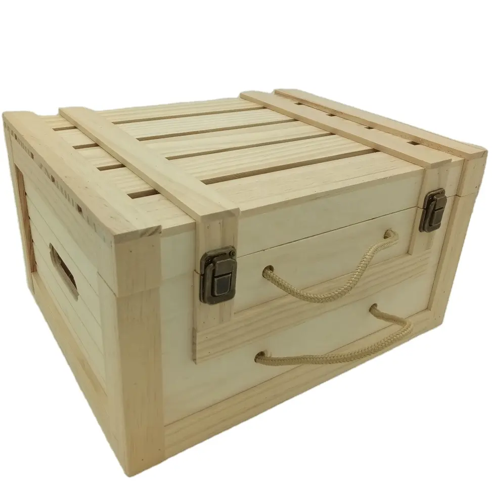 unfinished wooden 6 bottles wine bottle storage box wine box