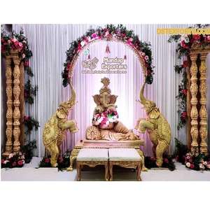 Decoración Metálica de Entrada con Temática India de Ganesha y Elefante para Bodas Hindúes, Estilo Moderno, Tamaño Personalizado y Ligera - Product Image 1
