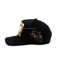 Gorra de Béisbol de Algodón Negro de Alta Calidad con Visera de Gamuza Suave, Parche Tejido con Impresión Completa Personalizada, Gorra Deportiva de Marca Alimentaria