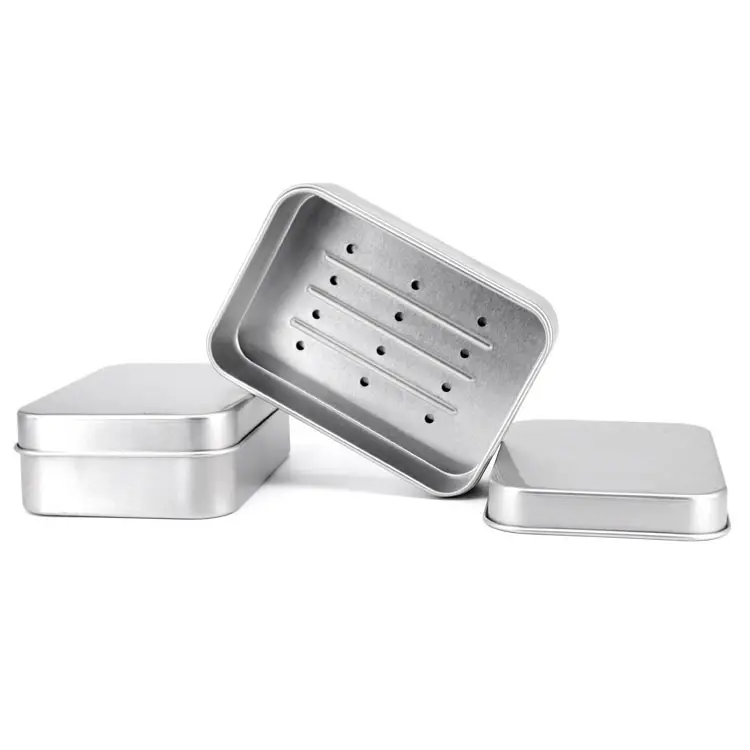 Boîte à savon rectangulaire en métal Boîtes à savon en métal en aluminium Pots en aluminium grandes boîtes rondes en métal