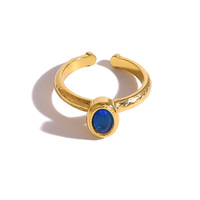 Bague pour femme en rubis européen, style rétro américain et français, zircon coloré, plaqué or sous vide PVD, acier inoxydable, bagues tendance