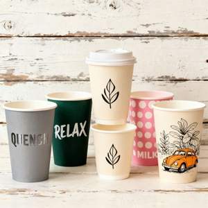 Vasos de Papel Impresos Personalizados para Bebidas de Café, Vasos de Papel Desechables de Grado Alimenticio, Resistentes al Calor y a Fugas - Product Image 5