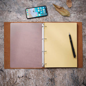 Porte-documents en cuir souple <span class=keywords><strong>classique</strong></span> noir format A4 avec logo personnalisé pour le bureau, organiseur de portefeuille, classeur à 4 anneaux pour hommes - Product Image 4